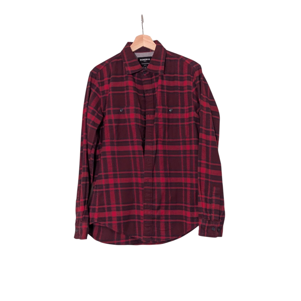 Bonobos Burgundy Plaid Men's Casual Shirt, M